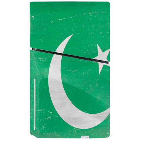 Pakistan Flag Distressed PS5 Slim Disk Console Skin